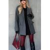 image:imagechouyatou Womens 2025 Fall Winter Double Breasted Wool Coat Mid Long Dressy Casual Pea Coat OvercoatGrey