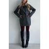 image:imagechouyatou Womens 2025 Fall Winter Double Breasted Wool Coat Mid Long Dressy Casual Pea Coat OvercoatGrey
