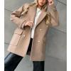 image:imagechouyatou Womens 2025 Fall Winter Double Breasted Wool Coat Mid Long Dressy Casual Pea Coat OvercoatKhaki