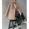 image:imagechouyatou Womens 2025 Fall Winter Double Breasted Wool Coat Mid Long Dressy Casual Pea Coat OvercoatKhaki
