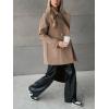 image:imagechouyatou Womens 2025 Fall Winter Double Breasted Wool Coat Mid Long Dressy Casual Pea Coat OvercoatKhaki