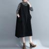 image:imagechouyatou Womens Babydoll Sleeveless Corduroy Overall Dress Zip Up Fall Winter Midi Jumper Tank DressBlack