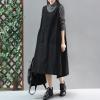 image:imagechouyatou Womens Babydoll Sleeveless Corduroy Overall Dress Zip Up Fall Winter Midi Jumper Tank DressBlack