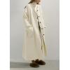 image:imagechouyatou Womens Button Down Wool Coat Loose Fit Trench Coat Winter Mid Long Overcoat with Removable ScarfBeige
