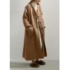 image:imagechouyatou Womens Button Down Wool Coat Loose Fit Trench Coat Winter Mid Long Overcoat with Removable ScarfBrown