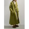 image:imagechouyatou Womens Button Down Wool Coat Loose Fit Trench Coat Winter Mid Long Overcoat with Removable ScarfGreen
