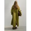 image:imagechouyatou Womens Button Down Wool Coat Loose Fit Trench Coat Winter Mid Long Overcoat with Removable ScarfGreen