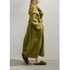 image:imagechouyatou Womens Button Down Wool Coat Loose Fit Trench Coat Winter Mid Long Overcoat with Removable ScarfGreen