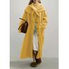 image:imagechouyatou Womens Button Down Wool Coat Loose Fit Trench Coat Winter Mid Long Overcoat with Removable ScarfYellow