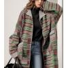 image:imagechouyatou Womens Fall Button Down Boho Midi Long Cargigan Coat Winter Mock Neck Tribal Floral CoatiganGreen