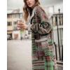 image:imagechouyatou Womens Fall Button Down Boho Midi Long Cargigan Coat Winter Mock Neck Tribal Floral CoatiganGreen