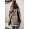 image:imagechouyatou Womens Fall Button Down Boho Midi Long Cargigan Coat Winter Mock Neck Tribal Floral CoatiganGreen