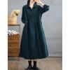 image:imagechouyatou Womens Fall Button Down Corduroy Shirt Dress Long Sleeve ALine Pleated Midi Long Winter DressBlue