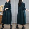 image:imagechouyatou Womens Fall Button Down Corduroy Shirt Dress Long Sleeve ALine Pleated Midi Long Winter DressBlue