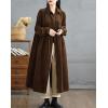 image:imagechouyatou Womens Fall Button Down Corduroy Shirt Dress Long Sleeve ALine Pleated Midi Long Winter DressBrown