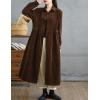image:imagechouyatou Womens Fall Button Down Corduroy Shirt Dress Long Sleeve ALine Pleated Midi Long Winter DressBrown