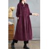 image:imagechouyatou Womens Fall Button Down Corduroy Shirt Dress Long Sleeve ALine Pleated Midi Long Winter DressBurgundy