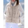 image:imagechouyatou Womens Fall Winter Faux Fur Vest Jacket Casual Zip Up Sleeveless Furry Faux Fur CoatApricot