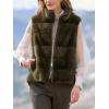 image:imagechouyatou Womens Fall Winter Faux Fur Vest Jacket Casual Zip Up Sleeveless Furry Faux Fur CoatArmy Green