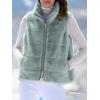 image:imagechouyatou Womens Fall Winter Faux Fur Vest Jacket Casual Zip Up Sleeveless Furry Faux Fur CoatGreen