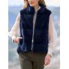 image:imagechouyatou Womens Fall Winter Faux Fur Vest Jacket Casual Zip Up Sleeveless Furry Faux Fur CoatNavy Blue