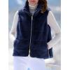 image:imagechouyatou Womens Fall Winter Faux Fur Vest Jacket Casual Zip Up Sleeveless Furry Faux Fur CoatNavy Blue