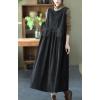 image:imagechouyatou Womens Fall Winter Sleeveless Corduroy Overall Dress Jumper Maxi Babydoll Tank Dress with PocketBlack