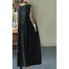 image:imagechouyatou Womens Fall Winter Sleeveless Corduroy Overall Dress Jumper Maxi Babydoll Tank Dress with PocketBlack