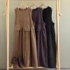 image:imagechouyatou Womens Fall Winter Sleeveless Corduroy Overall Dress Jumper Maxi Babydoll Tank Dress with PocketBlack