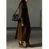image:imagechouyatou Womens Fall Winter UNeck Wool Overall Dress Sleeveless ALine Midi Long Tank Pinafore Dress with PocketsCoffee