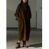 image:imagechouyatou Womens Fall Winter UNeck Wool Overall Dress Sleeveless ALine Midi Long Tank Pinafore Dress with PocketsCoffee