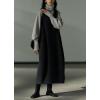image:imagechouyatou Womens Fall Winter UNeck Wool Overall Dress Sleeveless ALine Midi Long Tank Pinafore Dress with PocketsDark Grey