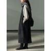 image:imagechouyatou Womens Fall Winter UNeck Wool Overall Dress Sleeveless ALine Midi Long Tank Pinafore Dress with PocketsDark Grey