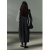 image:imagechouyatou Womens Fall Winter UNeck Wool Overall Dress Sleeveless ALine Midi Long Tank Pinafore Dress with PocketsDark Grey