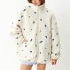 image:imagechouyatou Womens Floral Embroidered Sherpa Fleece Jackets Zipper Coat Winter Warm Outwear with PocketsBeige