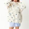 image:imagechouyatou Womens Floral Embroidered Sherpa Fleece Jackets Zipper Coat Winter Warm Outwear with PocketsBeige