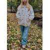 image:imagechouyatou Womens Floral Embroidered Sherpa Fleece Jackets Zipper Coat Winter Warm Outwear with PocketsBeige