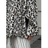 image:imagechouyatou Womens Leopard Pattern Faux Fur Pullover Jacket Winter Warm Zip Up Sherpa Sweatshirt TopsWhite