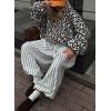 image:imagechouyatou Womens Leopard Pattern Faux Fur Pullover Jacket Winter Warm Zip Up Sherpa Sweatshirt TopsWhite