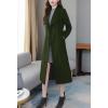 image:imagechouyatou Womens Maxi Long Wool Blend Pea Coat Shawl Collar Double Breasted Winter Trench Coat OvercoatArmy Green