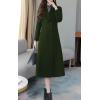image:imagechouyatou Womens Maxi Long Wool Blend Pea Coat Shawl Collar Double Breasted Winter Trench Coat OvercoatArmy Green