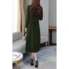 image:imagechouyatou Womens Maxi Long Wool Blend Pea Coat Shawl Collar Double Breasted Winter Trench Coat OvercoatArmy Green