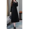image:imagechouyatou Womens Maxi Long Wool Blend Pea Coat Shawl Collar Double Breasted Winter Trench Coat OvercoatBlack