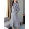 image:imagechouyatou Womens Maxi Long Wool Blend Pea Coat Shawl Collar Double Breasted Winter Trench Coat OvercoatGrey