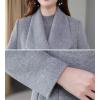 image:imagechouyatou Womens Maxi Long Wool Blend Pea Coat Shawl Collar Double Breasted Winter Trench Coat OvercoatGrey