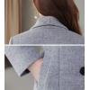 image:imagechouyatou Womens Maxi Long Wool Blend Pea Coat Shawl Collar Double Breasted Winter Trench Coat OvercoatGrey