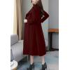 image:imagechouyatou Womens Maxi Long Wool Blend Pea Coat Shawl Collar Double Breasted Winter Trench Coat OvercoatWine Red