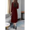 image:imagechouyatou Womens Maxi Long Wool Blend Pea Coat Shawl Collar Double Breasted Winter Trench Coat OvercoatWine Red