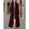 image:imagechouyatou Womens Maxi Long Wool Blend Pea Coat Shawl Collar Double Breasted Winter Trench Coat OvercoatWine Red