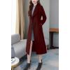 image:imagechouyatou Womens Maxi Long Wool Blend Pea Coat Shawl Collar Double Breasted Winter Trench Coat OvercoatWine Red